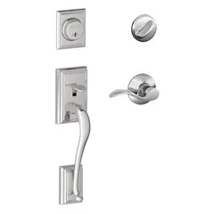 Schlage Residential F60ADD625ACCRH Addison Exterior Active Handleset C Keyway with Right Hand Accent Lever Interior Active Trim with 12326 Latch and 10269 Strikes Bright Chrome Finish