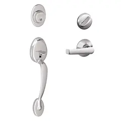 Schlage Residential F60PLY625ELA Plymouth Exterior Active Handleset C Keyway with Elan Lever Interior Active Trim with 12326 Latch and 10269 Strikes Bright Chrome Finish