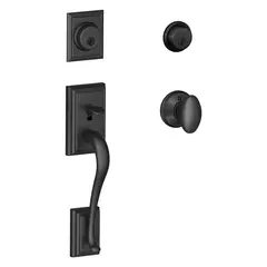 Schlage Residential F62ADD622SIE Addison with Siena Knob Double Cylinder Handleset and Trim C Keyway with 12326 Latch and 10269 Strikes Matte Black Finish