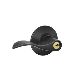 Schlage Residential F80ACC716RH Right Hand Accent Lever Storeroom Lock C Keyway with 16211 Latch and 10063 Strike Aged Bronze Finish