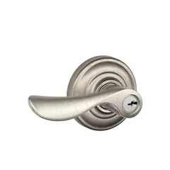 Schlage Residential F80CHP619ANDRH Right Hand Champagne Lever with Andover Rose Storeroom Lock C Keyway with 16211 Latch and 10063 Strike Satin Nickel Finish