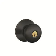 Schlage Residential F80PLY716 Plymouth Knob Storeroom Lock C Keyway with 16211 Latch and 10063 Strike Aged Bronze Finish