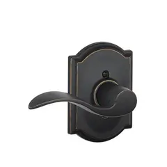 Schlage Residential F94ACC716CAMRH Right Hand Accent Lever with Camelot Rose Dummy Interior Trim Aged Bronze Finish