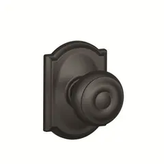 Schlage Residential F94GEO622CAM Georgian Knob with Camelot Rose Dummy Interior Trim Matte Black Finish