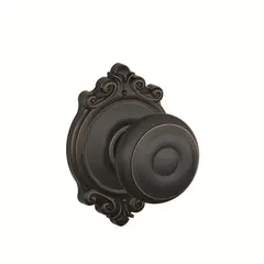 Schlage Residential F94GEO716BRK Georgian Knob with Brookshire Rose Dummy Interior Trim Aged Bronze Finish