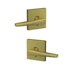 Schlage Residential FC172ELR608COL Schlage Custom  Eller Lever with Collins Rose Non Turning Double Dummy Pair Satin Brass Finish