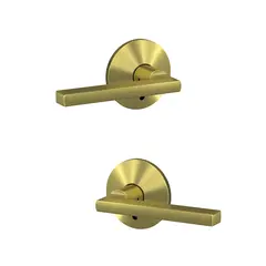 Schlage Residential FC172LAT608KIN Schlage Custom  Latitude Lever with Kinsler Rose Non Turning Double Dummy Pair Satin Brass Finish