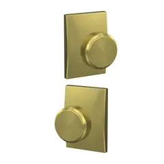 Schlage Residential FC21BWE608CEN Schlage Custom  Bowery Knob with Century Rose Passage and Privacy Lock with 16600 Latch and 10027 Strike Satin Brass Finish