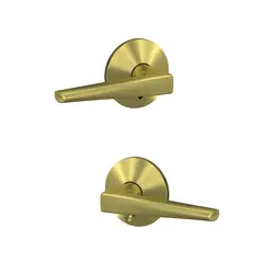 Schlage Residential FC21ELR608KIN Schlage Custom  Eller Lever with Kinsler Rose Passage and Privacy Lock with 16600 Latch and 10027 Strike Satin Brass Finish