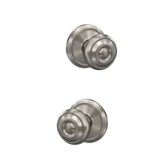 Schlage Residential FC21GEO619ALD Schlage Custom  Georgian Knob with Alden Rose Passage and Privacy Lock with 16600 Latch and 10027 Strike Satin Nickel Finish