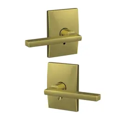 Schlage Residential FC21LAT608CEN Schlage Custom  Latitude Lever with Century Rose Passage and Privacy Lock with 16600 Latch and 10027 Strike Satin Brass Finish