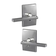 Schlage Residential FC21LAT625CEN Schlage Custom  Latitude Lever with Century Rose Passage and Privacy Lock with 16600 Latch and 10027 Strike Bright Chrome Finish