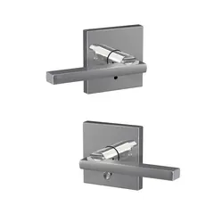 Schlage Residential FC21LAT625COL Schlage Custom  Latitude Lever with Collins Rose Passage and Privacy Lock with 16600 Latch and 10027 Strike Bright Chrome Finish