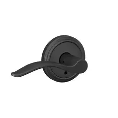 Schlage Residential FC21PEN622IND Schlage Custom  Pennant Lever with Indy Rose Passage and Privacy Lock with 16600 Latch and 10027 Strike Matte Black Finish