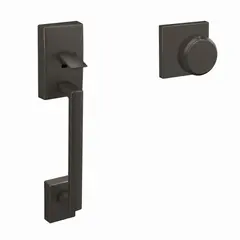 Schlage Residential FC285CEN530BWECOL Schlage Custom  Century with Bowery Knob with Collins Rose Bottom Half Handleset with 16601 Latch and 10063 Strike Black Stainless Finish