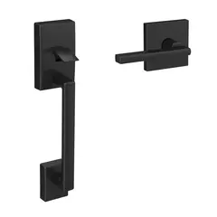 Schlage Residential FC285CEN622LATCOL Schlage Custom  Century with Latitude Lever with Collins Rose Bottom Half Handleset with 16601 Latch and 10063 Strike Matte Black Finish