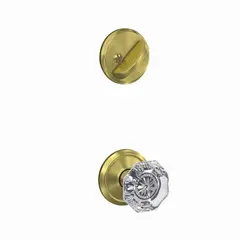 Schlage Residential FC59ALX608ALD Schlage Custom  Alexandria Glass Knob with Alden Rose Interior Active Trim with 16680 Latch and 10269 Strike Satin Brass Finish