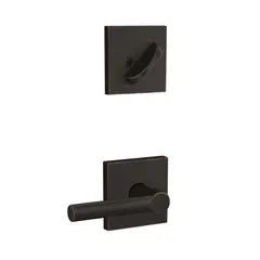 Schlage Residential FC59BRW716COL Schlage Custom  Custom Broadway Lever with Collins Rose Interior Active Trim with 16680 Latch and 10269 Strike Aged Bronze Finish