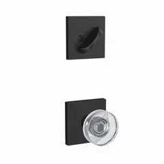 Schlage Residential FC59DAW622COL Schlage Custom  Dawes Glass Knob with Collins Rose Interior Active Trim with 16680 Latch and 10269 Strike Matte Black Finish