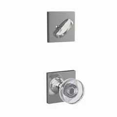 Schlage Residential FC59DAW625COL Schlage Custom  Dawes Glass Knob with Collins Rose Interior Active Trim with 16680 Latch and 10269 Strike Bright Chrome Finish