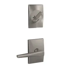 Schlage Residential FC59ELR619CEN Schlage Custom  Custom Eller Lever with Century Rose Interior Active Trim with 16680 Latch and 10269 Strike Satin Nickel Finish