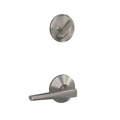 Schlage Residential FC59ELR619KIN Schlage Custom  Custom Eller Lever with Kinsler Rose Interior Active Trim with 16680 Latch and 10269 Strike Satin Nickel Finish