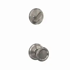 Schlage Residential FC59OFM619ALD Schlage Custom  Offerman Knob with Alden Rose Interior Active Trim with 16680 Latch and 10269 Strike Satin Nickel Finish