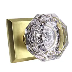 Baldwin FDCRYTSR044 Full Dummy Crystal Knob and Traditional Square Rose Lifetime Satin Brass Finish