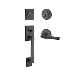 Baldwin FDLAJXSQUCRR112 Full Dummy La Jolla Handleset Square Lever and Contemporary Round Rose Venetian Bronze Finish