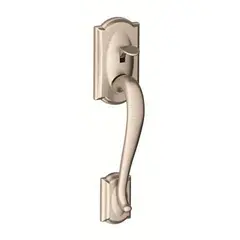 Schlage Residential FE285CAM619ACCRH Right Hand Camelot with Accent Lever Bottom Half Handleset with 16080 Latch and 10063 Strike Satin Nickel Finish