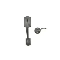 Schlage Residential FE285CAM622ACCLH Left Hand Camelot with Accent Lever Bottom Half Handleset with 16080 Latch and 10063 Strike Matte Black Finish