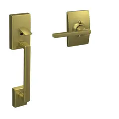 Schlage Residential FE285CEN608LATCEN Century with Latitude Lever with Century Rose Bottom Half Handleset with 16080 Latch and 10063 Strike Satin Brass Finish