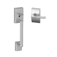 Schlage Residential FE285CEN626LATCEN Century with Latitude Lever with Century Rose by Bottom Half Handleset with 16080 Latch and 10063 Strike Satin Chrome Finish