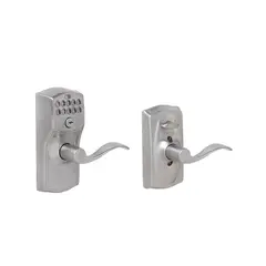 Schlage Residential FE595CAM626ACC Camelot with Accent Lever Entry Flex Lock Electronic Keypad with 16211 Latch and 10063 Strike Satin Chrome Finish