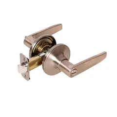 PAMEX FLG601 Pamex  Olympic Lever with Round Rose Privacy Lockset Grade 3 Satin Nickel Finish