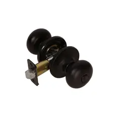 PAMEX FTF910 Pamex  Baron Knob with Round Rose Privacy Lockset Grade 3 Matte Black Finish