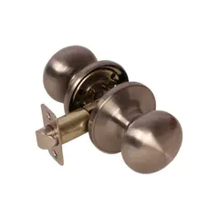 PAMEX FTFP30 Pamex  Baron Knob with Round Rose Passage Lockset Grade 3 Satin Nickel Finish