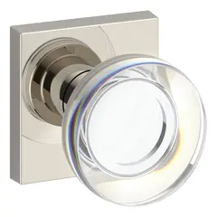 Baldwin HDCCYCSR055 Half Dummy Contemporary Crystal Knob and Contemporary Square Rose Lifetime Bright Nickel Finish