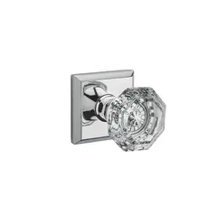 Baldwin HDCRYTSR260 Half Dummy Crystal Knob and Traditional Square Rose Bright Chrome Finish