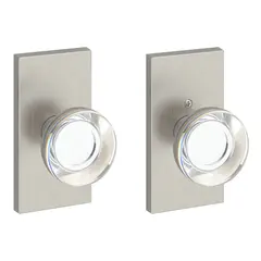 Baldwin PSCCYCFR150 Passage Contemporary Crystal Knob with Contemporary 5" Rose with 6AL Latch and Dual Strike Satin Nickel Finish