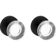 Baldwin PSCCYCRR190 Passage Contemporary Crystal Knob with Contemporary Round Rose with 6AL Latch and Dual Strike Satin Black Finish