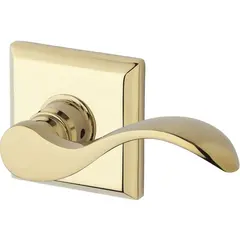 Baldwin PSCURTSR003 Passage Curve Lever and Traditional Square Rose with 6AL Latch and Dual Strike Lifetime Brass Finish