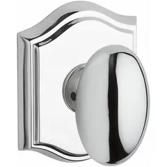 Baldwin PSELLTAR260 Passage Ellipse Knob and Traditional Arch Rose with 6AL Latch and Dual Strike Bright Chrome Finish