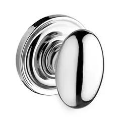 Baldwin PSELLTRR260 Passage Ellipse Knob and Traditional Round Rose with 6AL Latch and Dual Strike Bright Chrome Finish