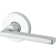 Baldwin PSSQUCRR260 Passage Square Lever and Contemporary Round Rose with 6AL Latch and Dual Strike Bright Chrome Finish