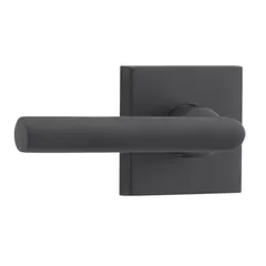 Baldwin PSTUBRCSR190 Passage Right Hand Tube Lever and Contemporary Square Rose with 6AL Latch and Dual Strike Satin Black Finish