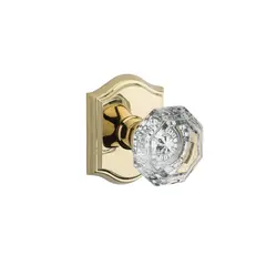 Baldwin PVCRYTAR003 Privacy Crystal Knob and Traditional Arch Rose with 6AL Latch and Dual Strike Lifetime Brass Finish