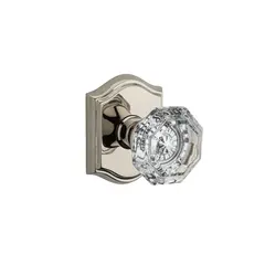 Baldwin HDCRYTAR055 Half Dummy Crystal Knob and Traditional Arch Rose Lifetime Bright Nickel Finish