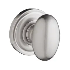 Baldwin PVELLTRR150 Privacy Ellipse Knob and Traditional Round Rose with 6AL Latch and Dual Strike Satin Nickel Finish