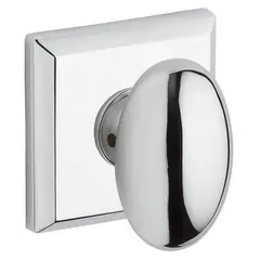 Baldwin PVELLTSR260 Privacy Ellipse Knob and Traditional Square Rose with 6AL Latch and Dual Strike Bright Chrome Finish